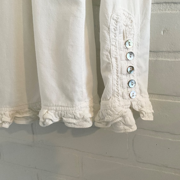 Vintage La Cotonnière Button down Blouse Ruffled Off White Cottagecore Sz XL - Picture 11 of 14